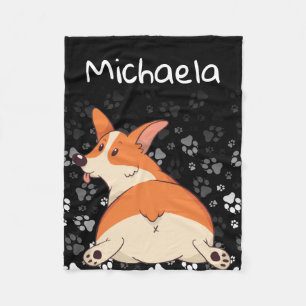 Funny Corgi Butt Customizable Pet Dog Pattern Fleece Blanket