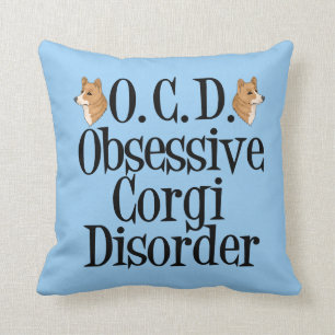 Funny Corgi Cute Blue Throw Pillow