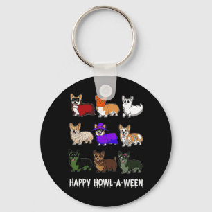Funny Corgi Dog Halloween Happy Howl-o-ween Keychain