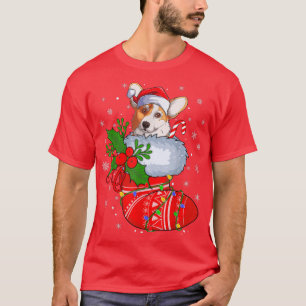Funny Corgi Dog In Christmas Socks Santa Corgi Xma T-Shirt