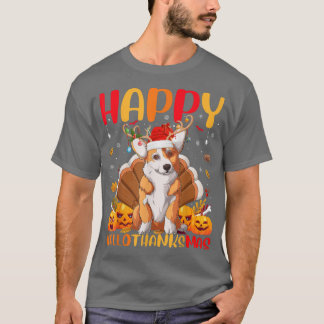 Funny Corgi Dog Lover Happy Corgi HelloThanksMas T-Shirt