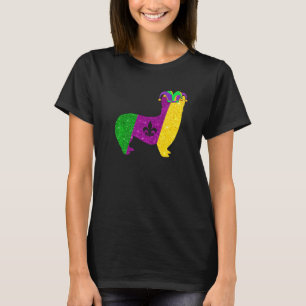 Funny Corgi Dog Mardi Gras Party Mask Beads Dog Pr T-Shirt