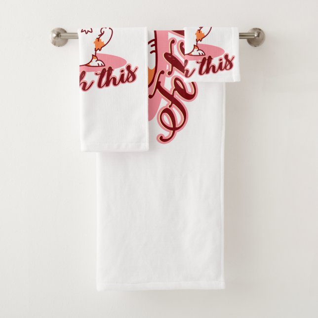 Funny Corgi Dog Middle Finger Fetch This Bath Towel Set (Insitu)