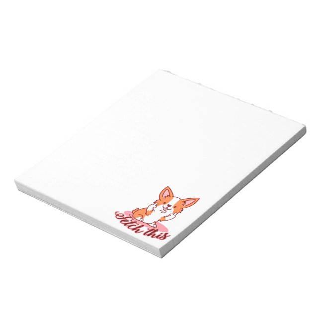 Funny Corgi Dog Middle Finger Fetch This Notepad (Rotated)