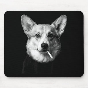 Funny corgi dog smoking meme smoking dog cigarette mouse pad