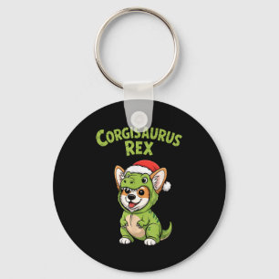 Funny Corgi Dog T-rex Costume Christmas Kids Boys Keychain