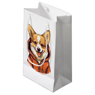Funny Corgi Dog Wearing Hoodie Small Gift Bag