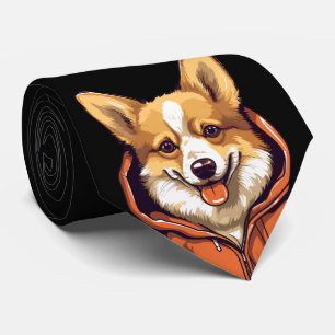 Funny Corgi Dog Wearing Hoodie Tie