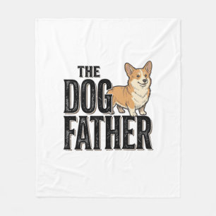 Funny Corgi Dogfather Vintage Engraving T-Shirt De Fleece Blanket