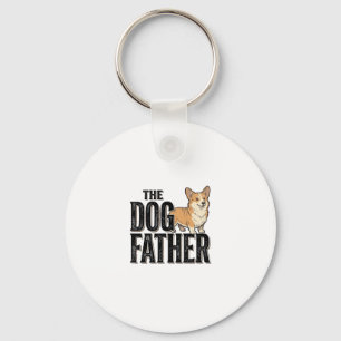 Funny Corgi Dogfather Vintage Engraving T-Shirt De Keychain