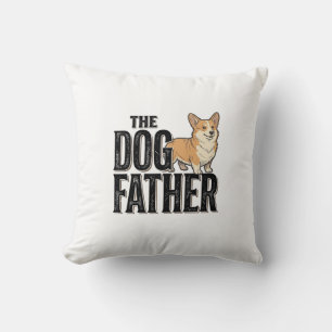 Funny Corgi Dogfather Vintage Engraving T-Shirt De Throw Pillow