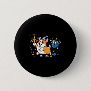 Funny Corgi Dreidel Menorah Hanukkah Kids Womens M 2 Inch Round Button