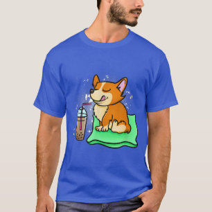 Funny Corgi Drinking Boba Tea Bubble Tea Dog Lover T-Shirt