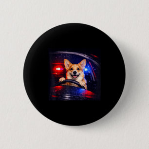 Funny corgi driving meme dog driving a car 2 inch round button