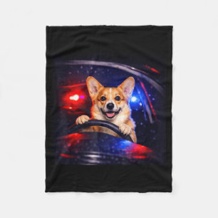 Funny corgi driving meme dog driving a car  fleece blanket