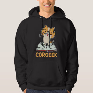 Funny Corgi Geek Corgeek Book Design Graphic 51 Hoodie