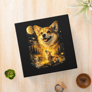 Funny Corgi Howling at The Moon Binder