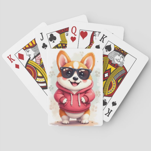 Funny Corgi Kawaii Dog Playing Cards (Back)