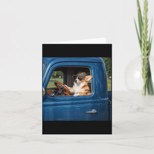 Funny Corgi Meme Humourous Dog Driving Truck Road Card