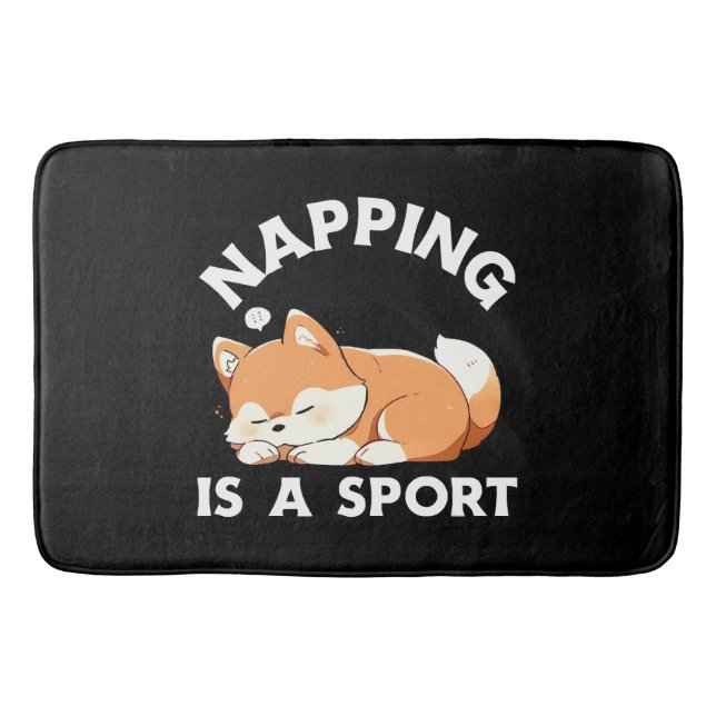 Funny Corgi Napping Is a Sport Dog Lover Bath Mat (Front)