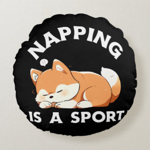 Funny Corgi Napping Is a Sport Dog Lover Round Pillow