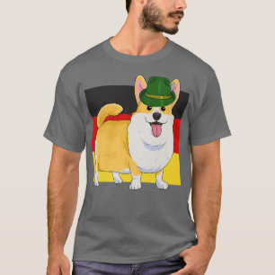 Funny Corgi Oktoberfest Lederhosen Alpine Hat Pros T-Shirt