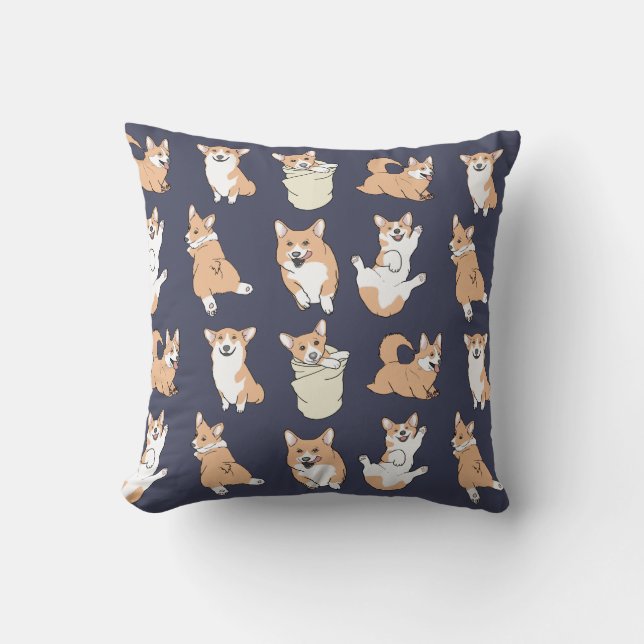 funny corgi pattern throw pillow (Front)