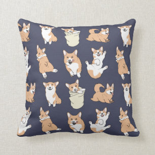 funny corgi pattern throw pillow