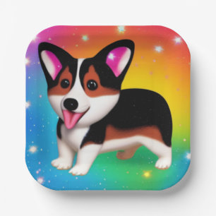 Funny Corgi Puppy Dog     Paper Plate