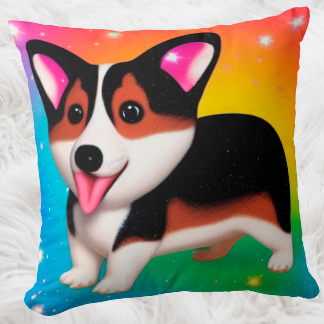 Funny Corgi Puppy Dog Throw Pillow (Creator Uploaded)