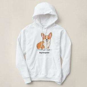 Funny Corgi Puppy - Hey Corgeous Dog Illustration Hoodie