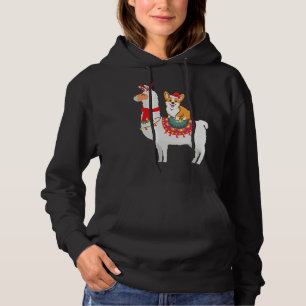 Funny Corgi Riding Llama Christmas Corgi Xmas Hoodie