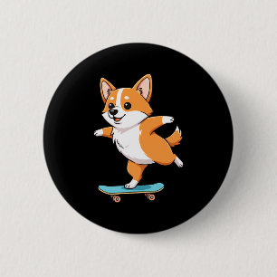 Funny Corgi Skater Skateboard Ballerina Mom Dad Ki 2 Inch Round Button