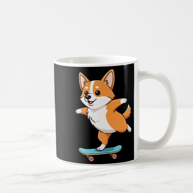 Funny Corgi Skater Skateboard Ballerina Mom Dad Ki Coffee Mug (Right)
