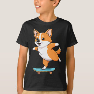 Funny Corgi Skater Skateboard Ballerina Mom Dad Ki T-Shirt