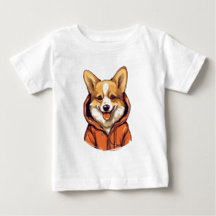 Funny Corgi Wearing Hoodie Baby T-Shirt