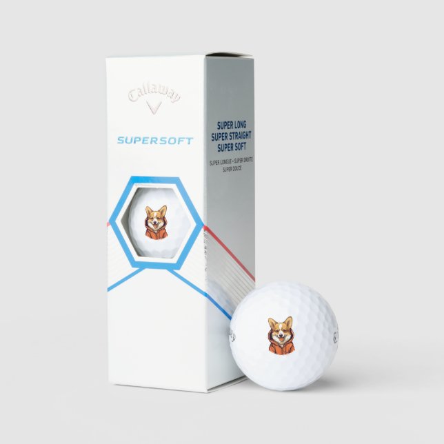 Funny Corgi Wearing Hoodie Golf Balls (Packaging)