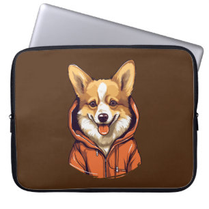 Funny Corgi Wearing Hoodie Laptop Sleeve