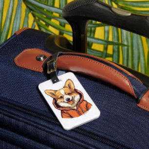 Funny Corgi Wearing Hoodie Luggage Tag