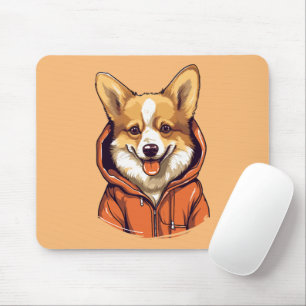 Funny Corgi Wearing Hoodie Mouse Pad