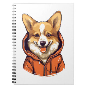 Funny Corgi Wearing Hoodie Notebook