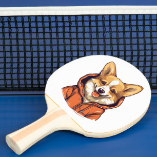 Funny Corgi Wearing Hoodie Ping Pong Paddle