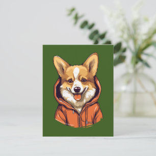 Funny Corgi Wearing Hoodie Thank You Card