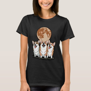Funny Corgis Howling at Full Moon T-Shirt