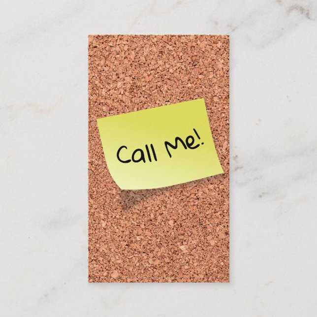FUNNY Cork Board with Customizable Text on Post It Business Card (Front)