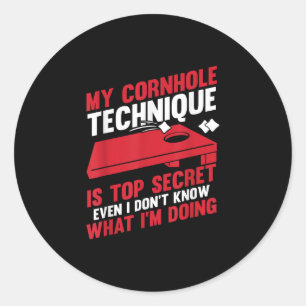 Funny Cornhole Bean Bag Cornhole Player Classic Round Sticker