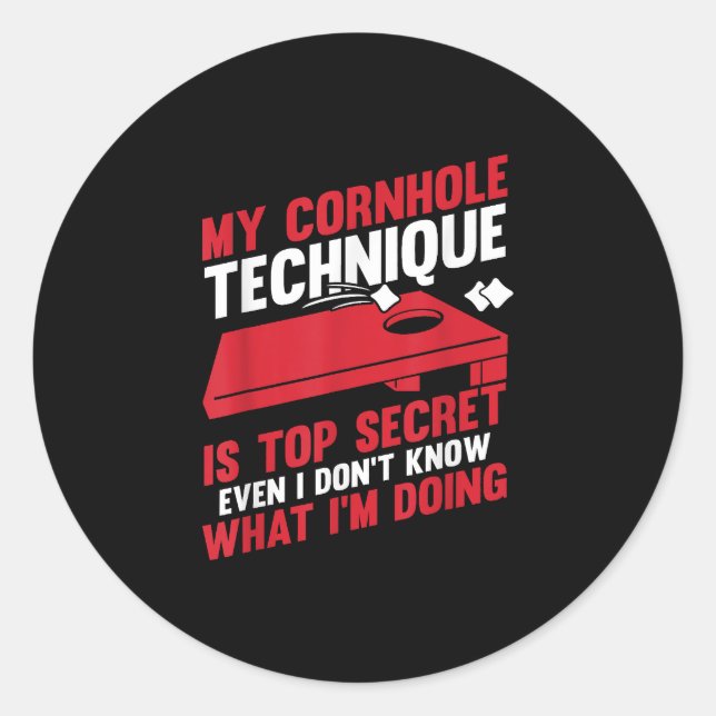 Funny Cornhole Bean Bag Cornhole Player Classic Round Sticker (Front)