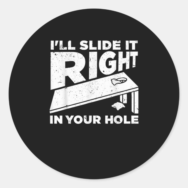 Funny Cornhole Design Sack Toss Game Lovers Classic Round Sticker (Front)