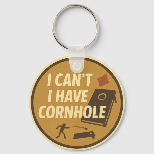 Funny Cornhole Game Enthusiast Graphic Keychain (Front)