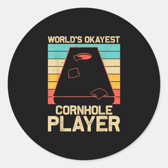 Funny Cornhole Gift Bean Bag Toss Game Players Classic Round Sticker (Front)
